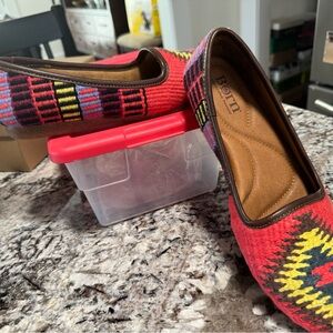 Born Red Multicolor Patterned Slip-On Flats
